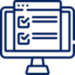 Icon of a computer monitor displaying checklists with check marks, representing task completion or digital organization.